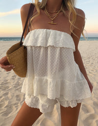 serenia strapless frill top