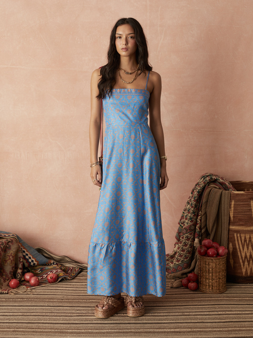 serin silk bodice maxi dress