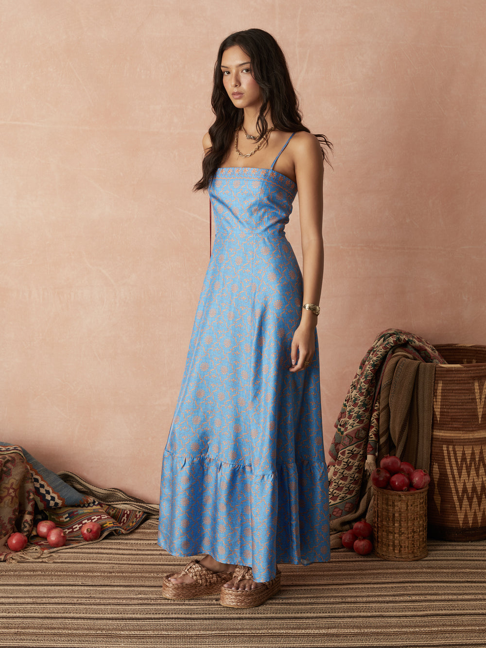 serin silk bodice maxi dress | Boteh