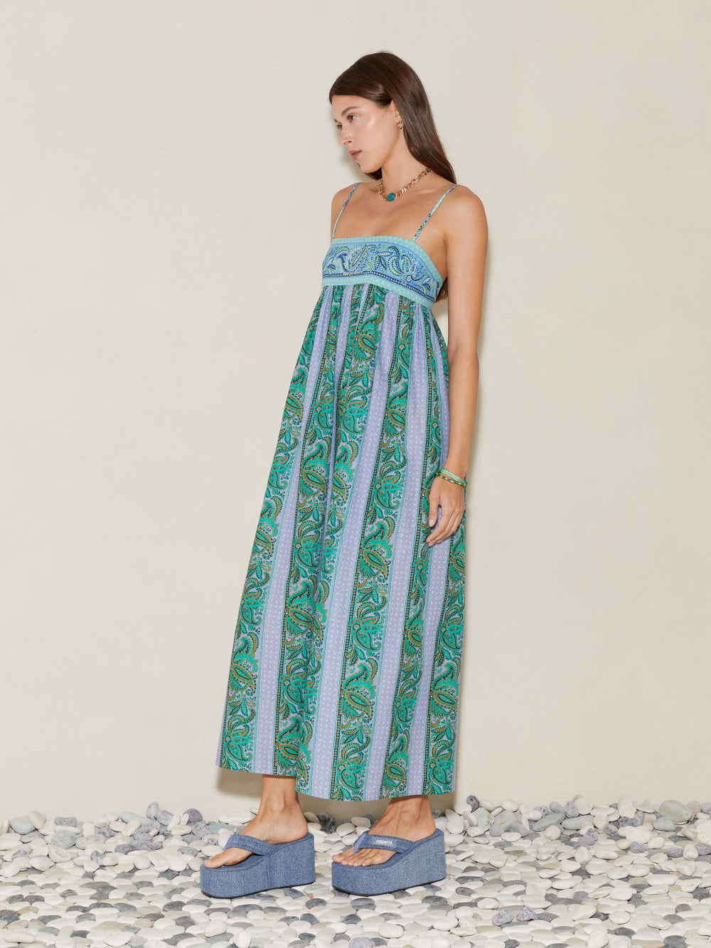 Fraiche Fine Strap Bodice Maxi | Boteh