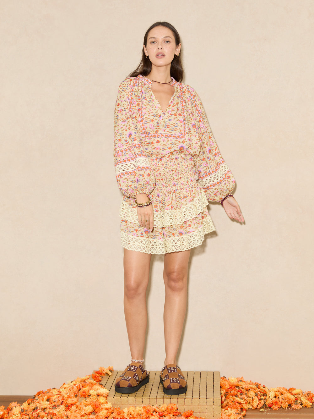 Soraya Shirred Mini Skirt