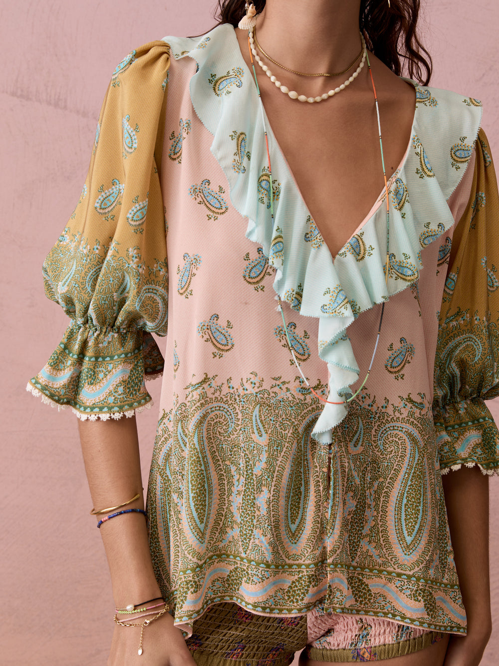 Lucent Silk Ruffle Blouse | Boteh
