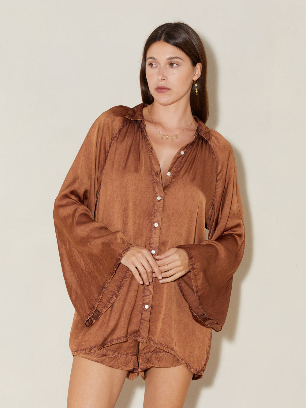 Lustre Wide Sleeve Shirt