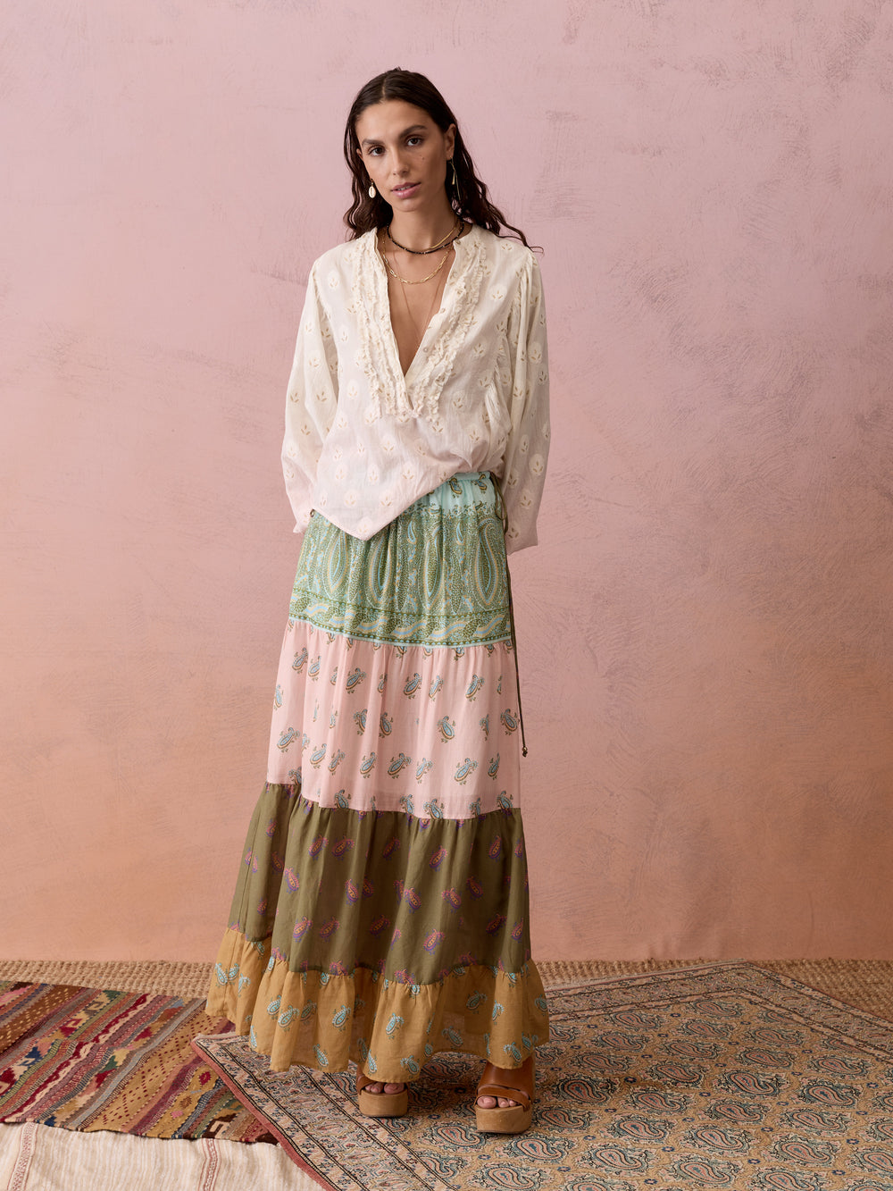 Lucent Tiered Maxi Skirt