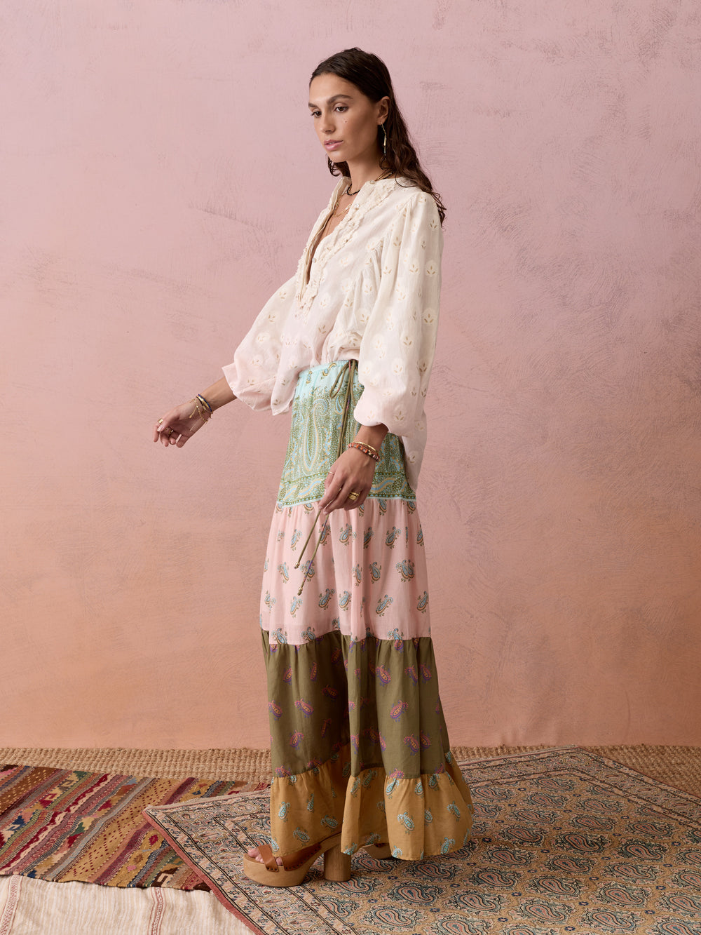 Lucent Tiered Maxi Skirt | Boteh