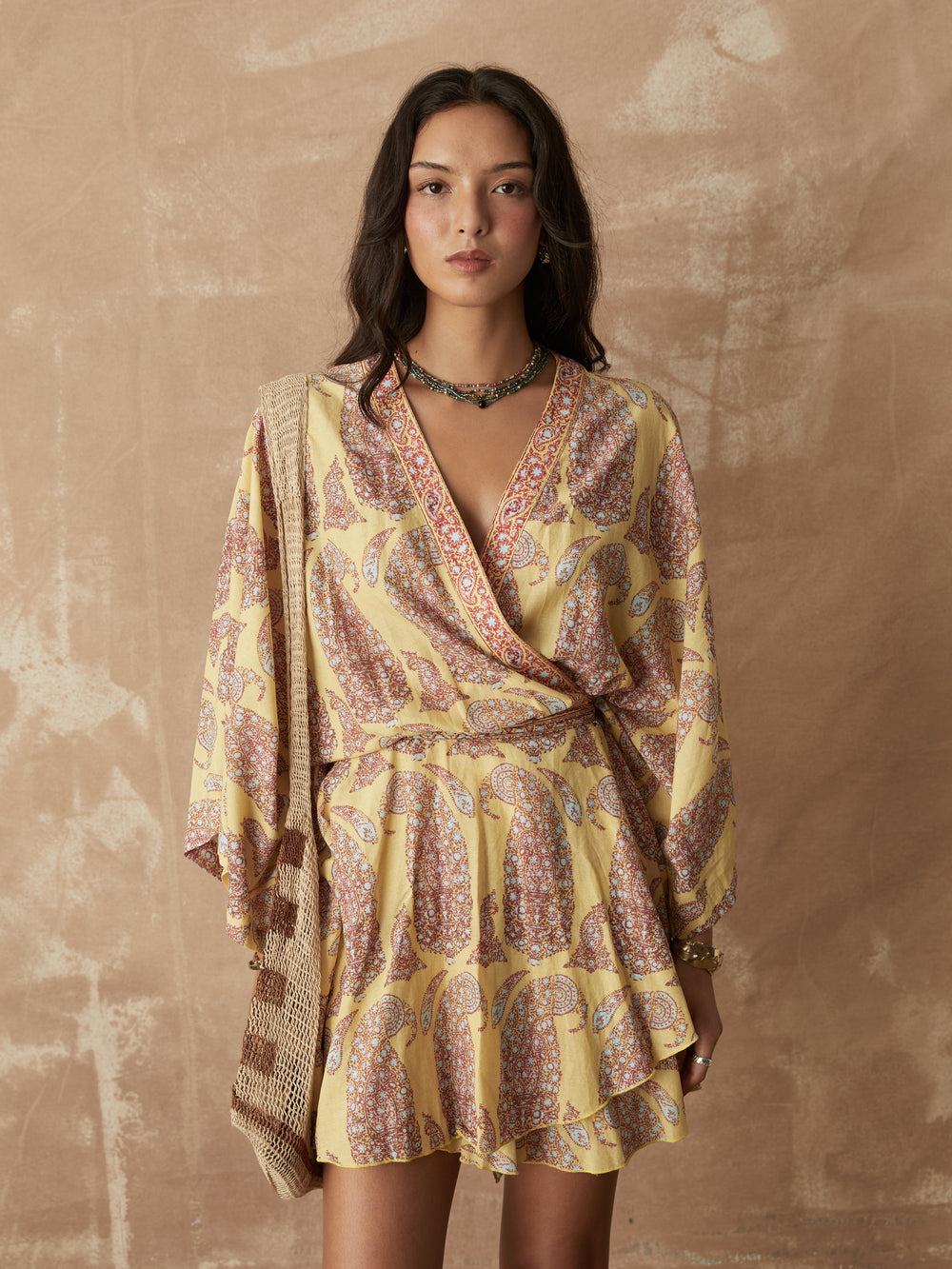 calico flared robe dress | Boteh
