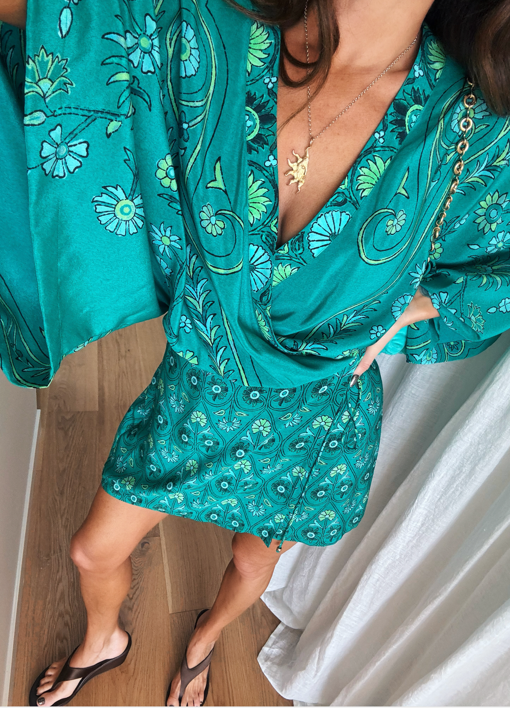 darjeeling silk robe mini dress | Boteh