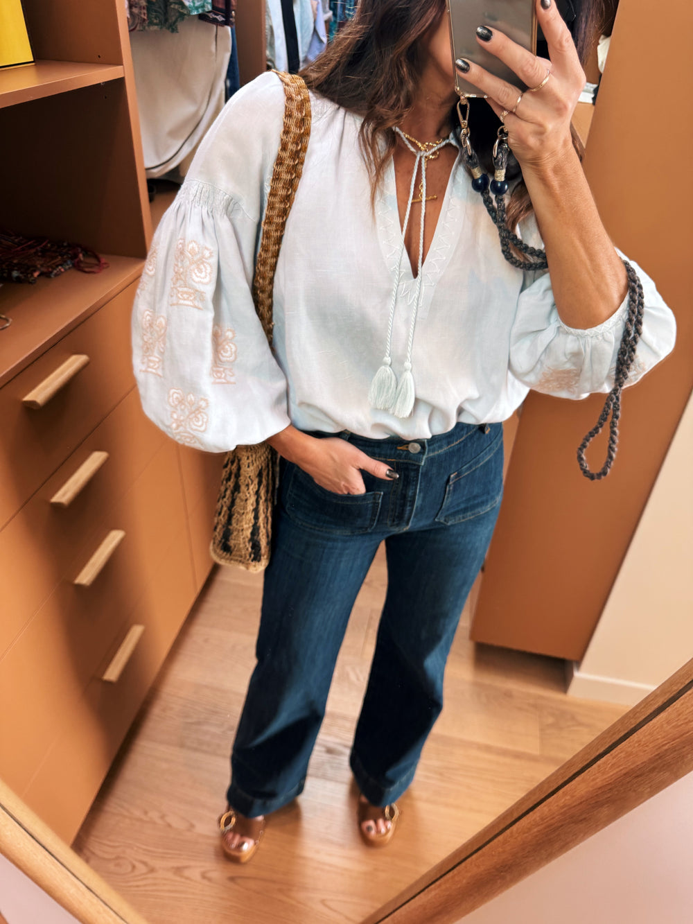 malissa embroidered blouse sky | Boteh