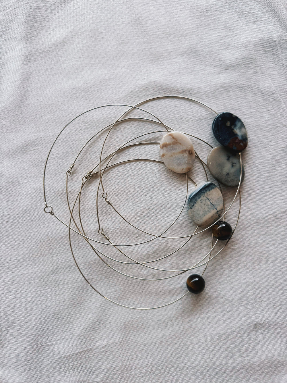 athena & co gem collar necklace silver agate